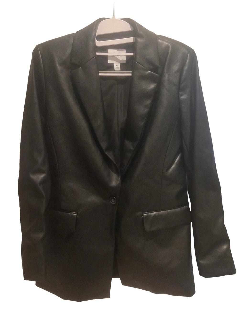 Nine West Black Faux Leather Blazer